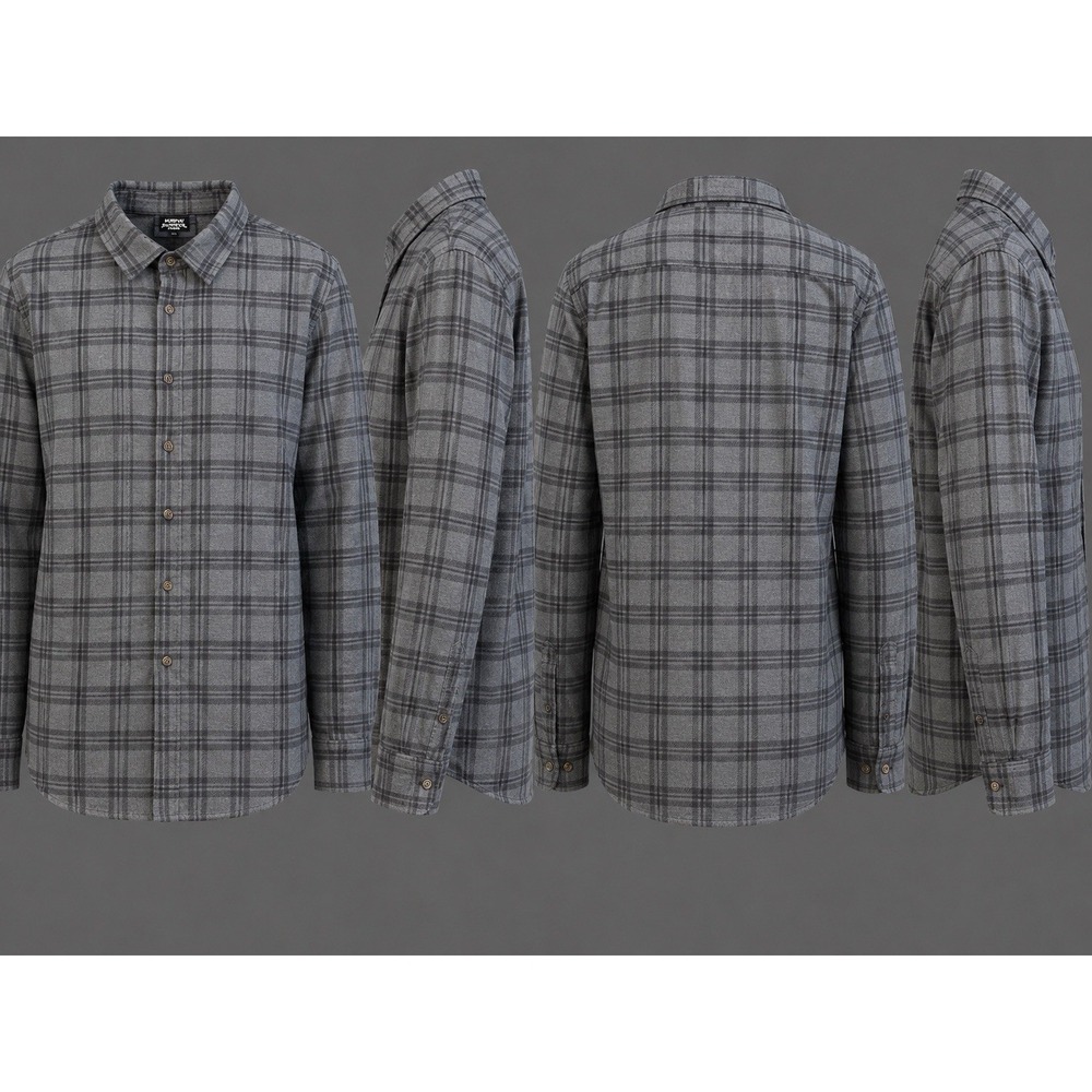Hurley Plaid Flannel Shirt Mens XXL GRAY BLUE L/S BRUSHED COTTON BUTTON UP